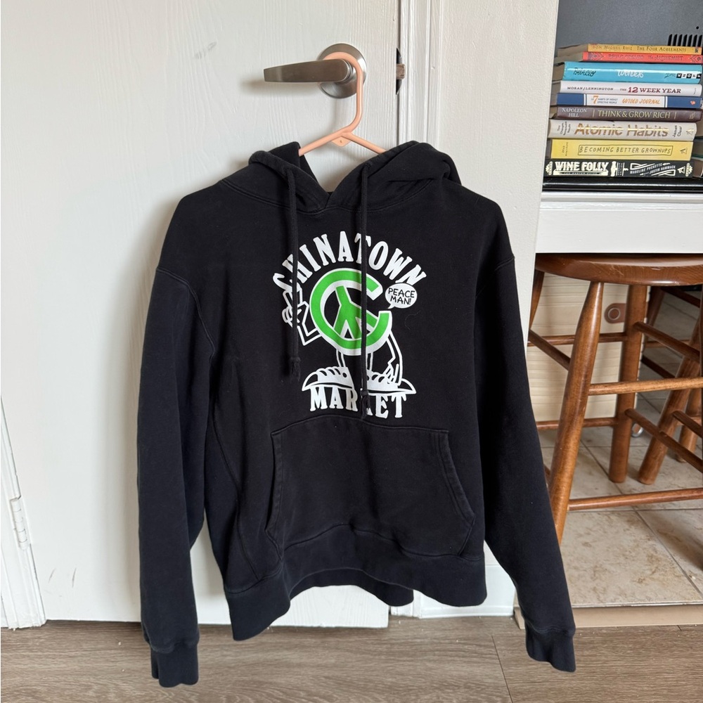 Black Chinatown Market Hoodie with Green Logo
